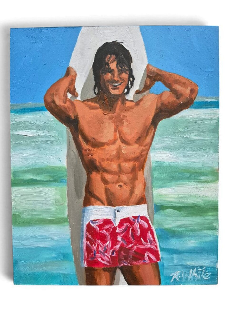 "Surfari" Original Oil Painting on Cradled Wood Panel by artist Robin White